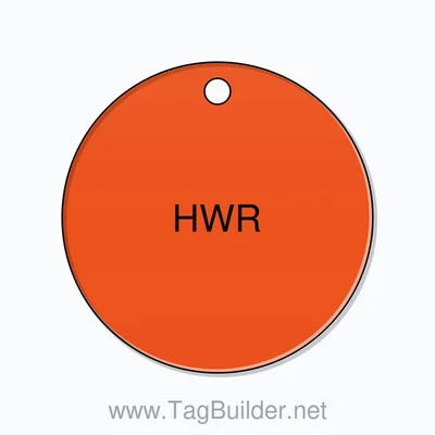 1.5 inch Circle Valve Tag – HWR, Plastic, Black on Orange thumbnail