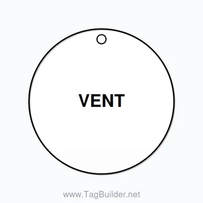 1.5 inch Circle Valve Tag – VENT, Plastic, Black On White thumbnail