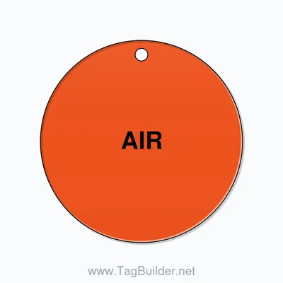 2.5 inch Circle Valve Tag – AIR, Plastic, Black On Orange thumbnail