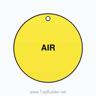 2.5 inch Circle Valve Tag – AIR, Plastic, Black On Yellow thumbnail