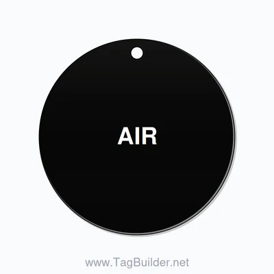 2.5 inch Circle Valve Tag – AIR, Plastic, White On Black thumbnail