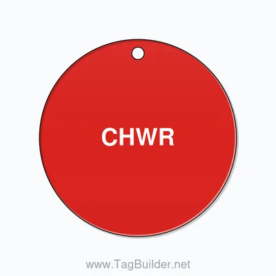 2.5 inch Circle Valve Tag – CHWR, Plastic, White On Red thumbnail