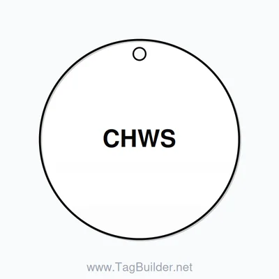 2.5 inch Circle Valve Tag – CHWS, Plastic, Black On White thumbnail