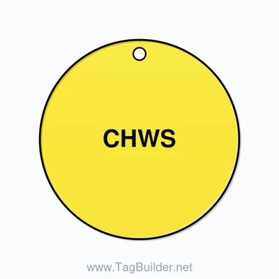 2.5 inch Circle Valve Tag – CHWS, Plastic, Black On Yellow thumbnail