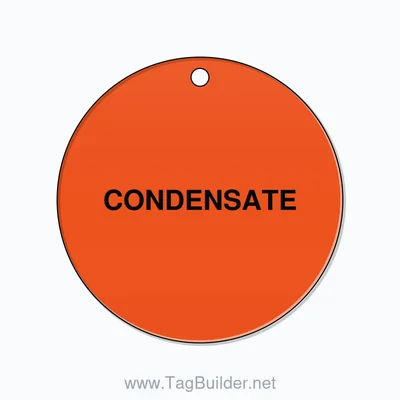 2.5 inch Circle Valve Tag – CONDENSATE, Plastic, Black On Orange thumbnail