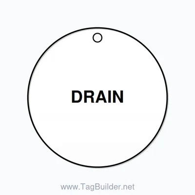 2.5 inch Circle Valve Tag – DRAIN, Plastic, Black On White thumbnail