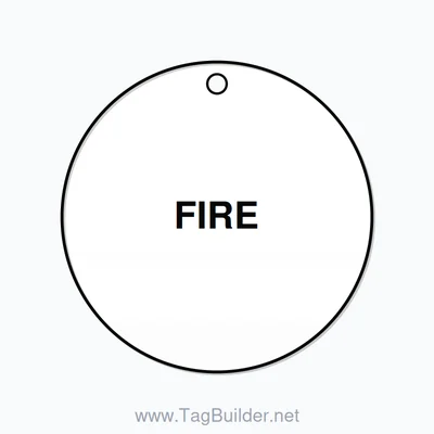 2.5 inch Circle Valve Tag – FIRE, Plastic, Black On White thumbnail