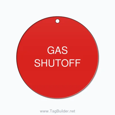 2.5 inch Circle Valve Tag – GAS SHUTOFF, Plastic, White on Red thumbnail