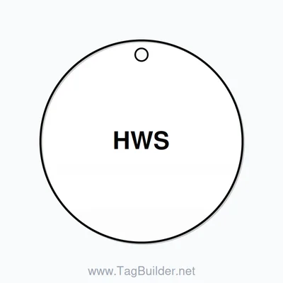2.5 inch Circle Valve Tag – HWS, Plastic, Black On White thumbnail
