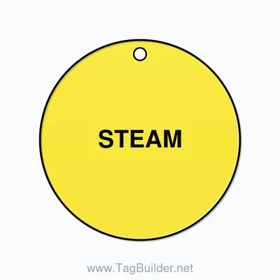 2.5 inch Circle Valve Tag – STEAM, Plastic, Black On Yellow thumbnail