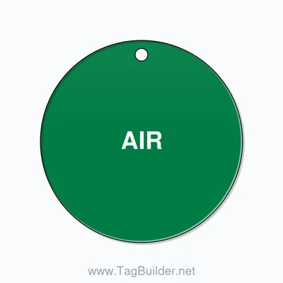 2 inch Circle Valve Tag – AIR, Plastic, White On Green thumbnail