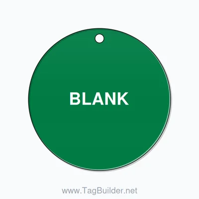 2 inch Circle Valve Tag – BLANK, Plastic, White On Green thumbnail