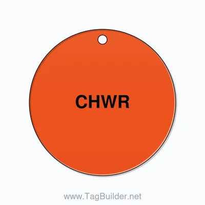 2 inch Circle Valve Tag – CHWR, Plastic, Black On Orange thumbnail