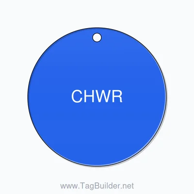 2 inch Circle Valve Tag – CHWR, Plastic, White on Blue thumbnail