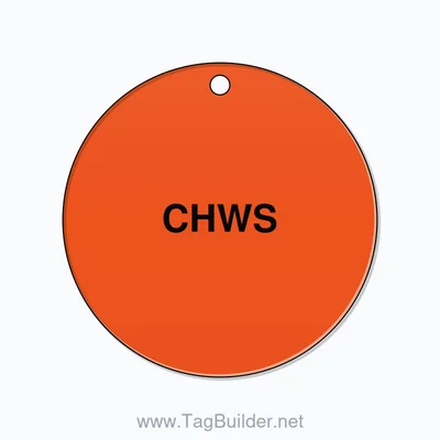 2 inch Circle Valve Tag – CHWS, Plastic, Black On Orange thumbnail
