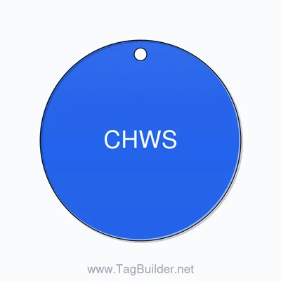 2 inch Circle Valve Tag – CHWS, Plastic, White on Blue thumbnail