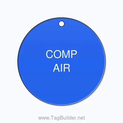 2 inch Circle Valve Tag – COMP AIR, Plastic, White on Blue thumbnail