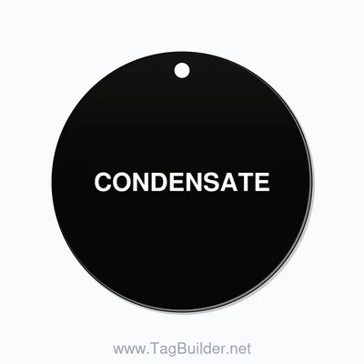2 inch Circle Valve Tag – CONDENSATE, Plastic, White On Black thumbnail