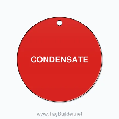 2 inch Circle Valve Tag – CONDENSATE, Plastic, White On Red thumbnail