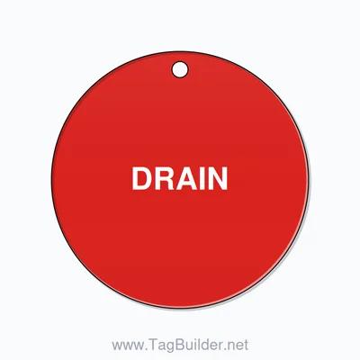 2 inch Circle Valve Tag – DRAIN, Plastic, White On Red thumbnail