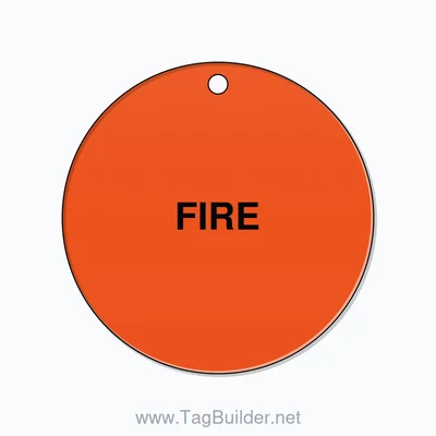 2 inch Circle Valve Tag – FIRE, Plastic, Black On Orange thumbnail