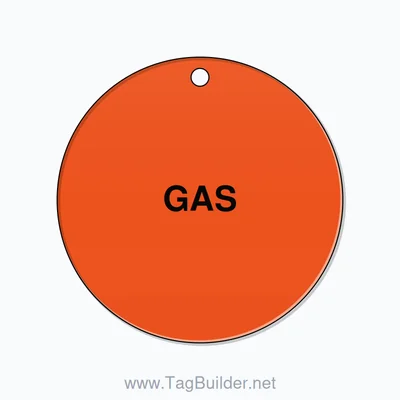 2 inch Circle Valve Tag – GAS, Plastic, Black On Orange thumbnail