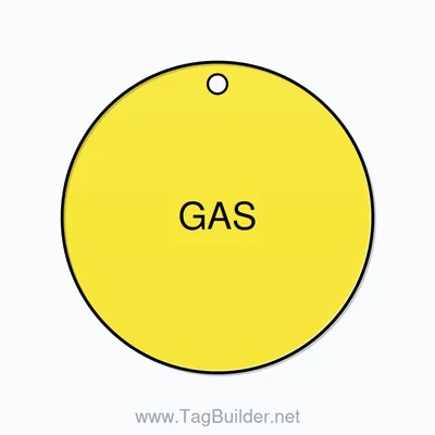 2 inch Circle Valve Tag – GAS, Plastic, Black on Yellow thumbnail
