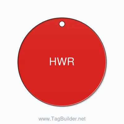 2 inch Circle Valve Tag – HWR, Plastic, White on Red thumbnail