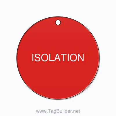 2 inch Circle Valve Tag – ISOLATION, Plastic, White on Red thumbnail
