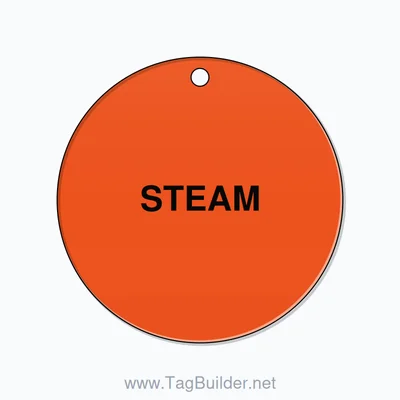 2 inch Circle Valve Tag – STEAM, Plastic, Black On Orange thumbnail