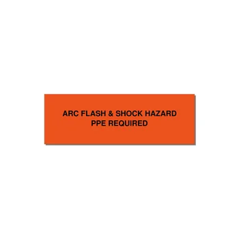 3.0x1.0" Arc Flash Safety Label - ARC FLASH & SHOCK HAZARD — 3x1" Black on Orange, Holes