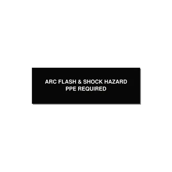 3.0x1.0" Arc Flash Safety Label - ARC FLASH & SHOCK HAZARD — 3x1" White on Black, Holes