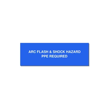 3.0x1.0" Arc Flash Safety Label - ARC FLASH & SHOCK HAZARD — 3x1" White on Blue, Holes