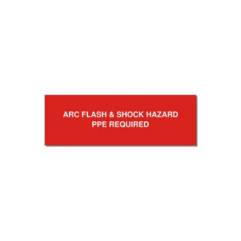 3.0x1.0" Arc Flash Safety Label - ARC FLASH & SHOCK HAZARD — 3x1" White on Red, Adhesive
