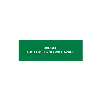 3.0x1.0" Arc Flash Safety Label - DANGER ARC FLASH & SHOCK — 3x1" White on Green, Adhesive