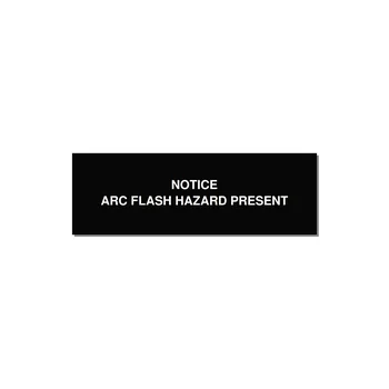 3.0x1.0" Arc Flash Safety Label - NOTICE ARC FLASH HAZARD P — 3x1" White on Black, Holes
