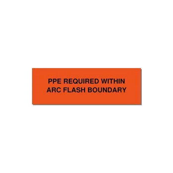 3.0x1.0" Arc Flash Safety Label - PPE REQUI — 3x1" Black on Orange, Adhesive