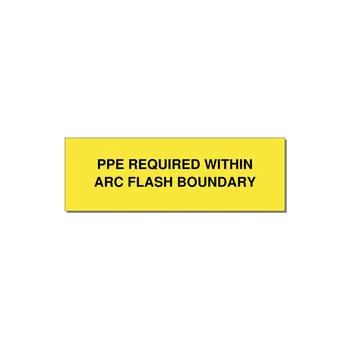 3.0x1.0" Arc Flash Safety Label - PPE REQUI — 3x1" Black on Yellow, Holes