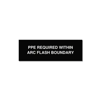 3.0x1.0" Arc Flash Safety Label - PPE REQUI — 3x1" White on Black, Adhesive