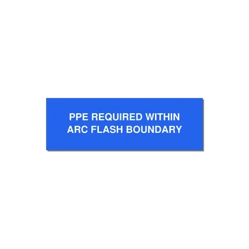 3.0x1.0" Arc Flash Safety Label - PPE REQUI — 3x1" White on Blue, Holes