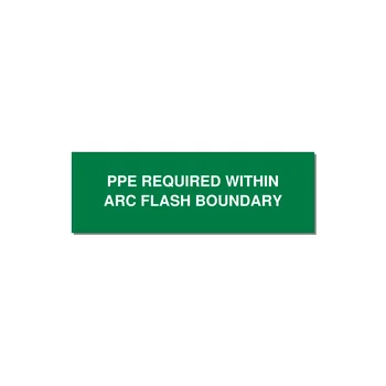 3.0x1.0" Arc Flash Safety Label - PPE REQUI — 3x1" White on Green, Adhesive