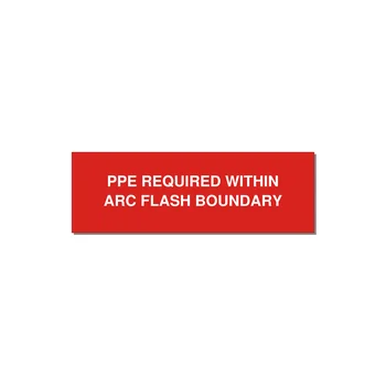 3.0x1.0" Arc Flash Safety Label - PPE REQUI — 3x1" White on Red, Holes