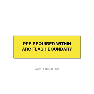 3.0x1.0" Arc Flash Safety Label - PPE REQUIRED WITHIN ARC F, Black/Yellow, Holes thumbnail