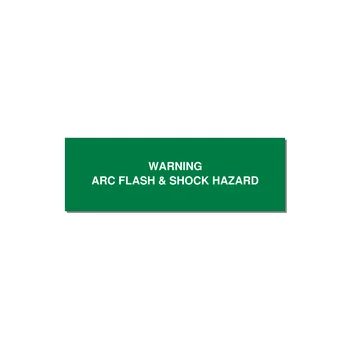 3.0x1.0" Arc Flash Safety Label - WARNING ARC FLASH & SHOCK — 3x1" White on Green, Adhesive
