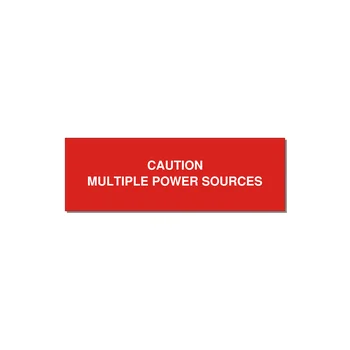 3.0x1.0" Caution Safety Label - CAUTION MULTIPLE POWER SO — 3x1" White on Red, Adhesive