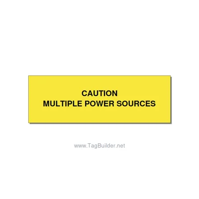 3.0x1.0" Caution Safety Label - CAUTION MULTIPLE POWER SO, Black/Yellow, Holes thumbnail