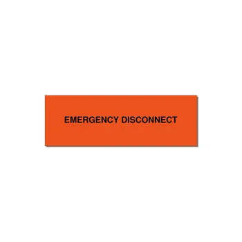 3.0x1.0" Disconnect Switch Label - EMERGENCY DISCONNECT — 3x1" Black on Orange, Holes