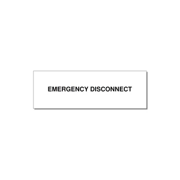 3.0x1.0" Disconnect Switch Label - EMERGENCY DISCONNECT — 3x1" Black on White, Adhesive
