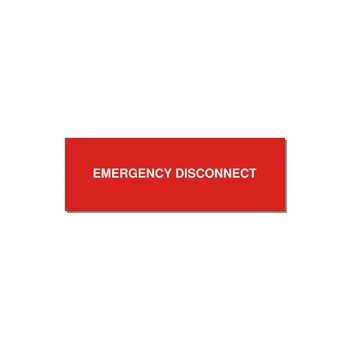 3.0x1.0" Disconnect Switch Label - EMERGENCY DISCONNECT — 3x1" White on Red, Holes