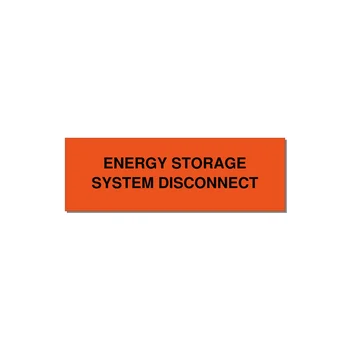 3.0x1.0" Disconnect Switch Label - ENERGY STORAGE SYSTEM DIS — 3x1" Black on Orange, Adhesive